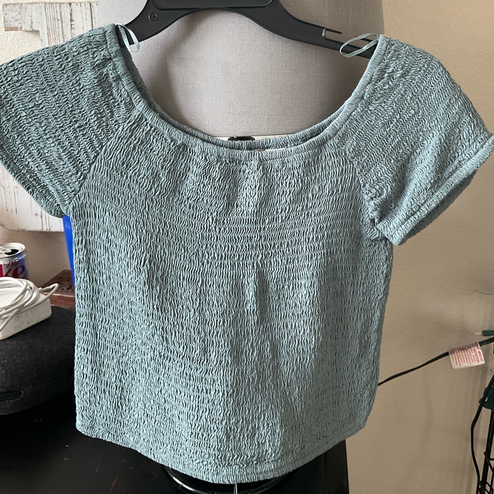 Teal Ribbed Crop Top